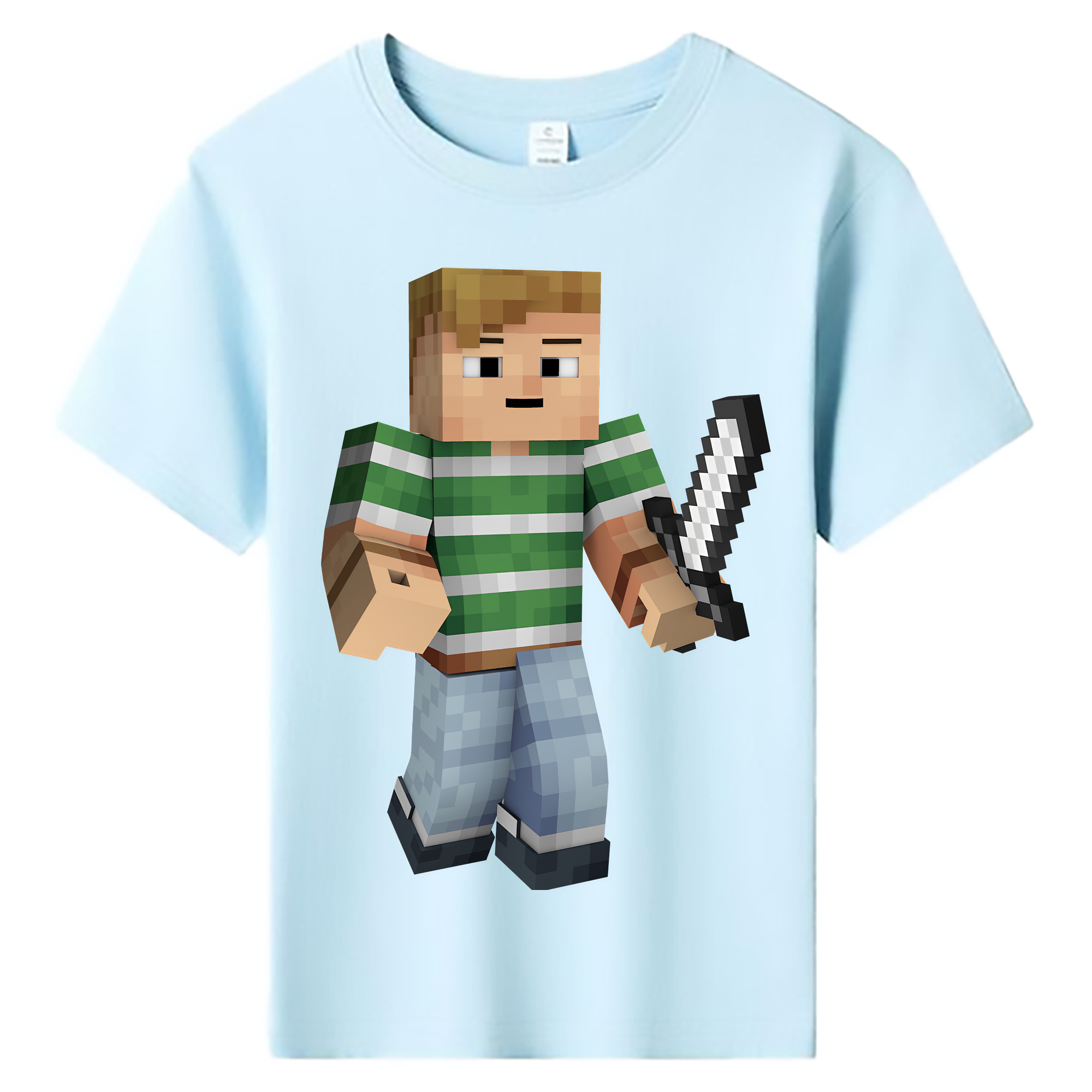 （画像用） マインクラフト ブロックの世界 Minecraft MC Block world 綿100％キッズTシャツ（フロントプリント）
